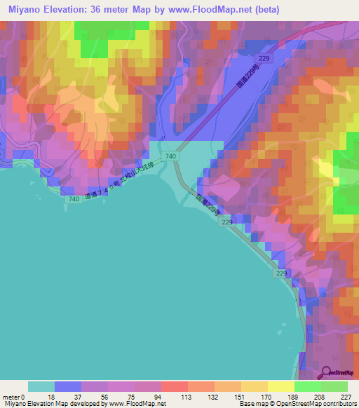Miyano,Japan Elevation Map