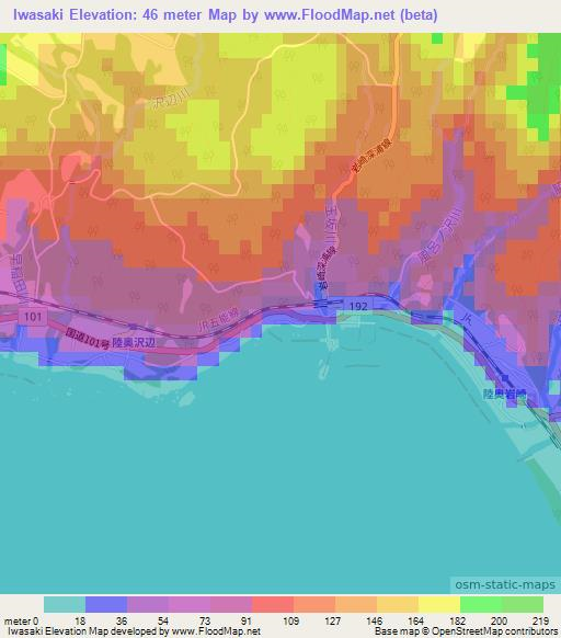 Iwasaki,Japan Elevation Map