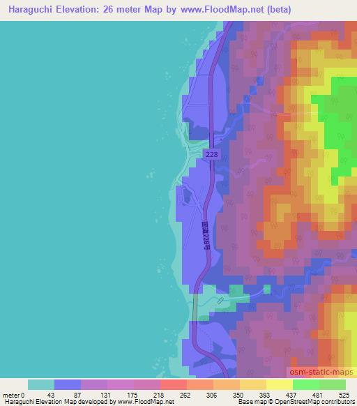 Haraguchi,Japan Elevation Map