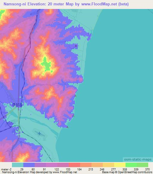 Namsong-ni,North Korea Elevation Map