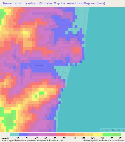 Namsong-ni,North Korea Elevation Map