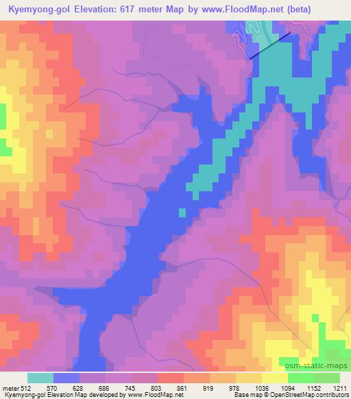Kyemyong-gol,North Korea Elevation Map