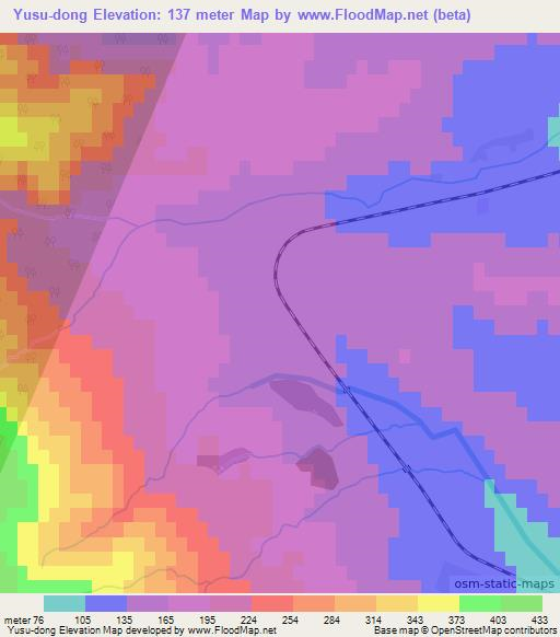 Yusu-dong,North Korea Elevation Map