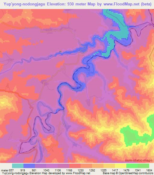 Yup'yong-nodongjagu,North Korea Elevation Map