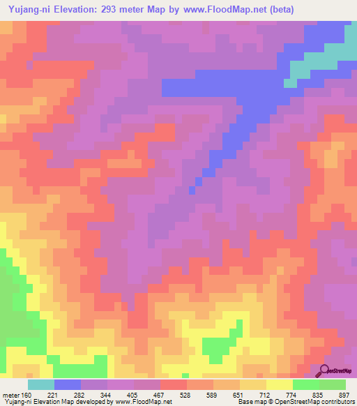 Yujang-ni,North Korea Elevation Map