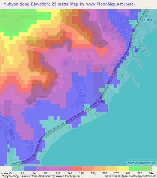 Yuhyon-dong,North Korea Elevation Map