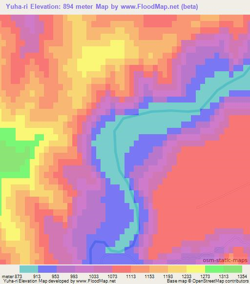Yuha-ri,North Korea Elevation Map