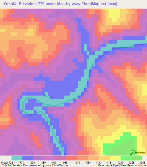 Yubol-li,North Korea Elevation Map