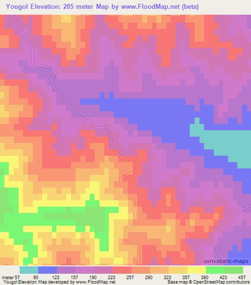 Yougol,North Korea Elevation Map