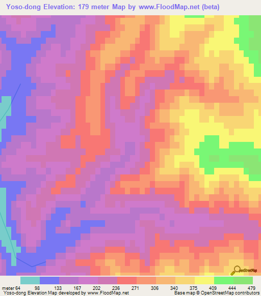 Yoso-dong,North Korea Elevation Map