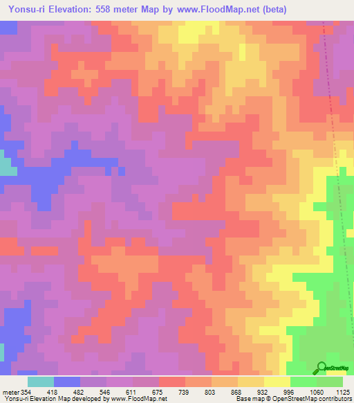 Yonsu-ri,North Korea Elevation Map
