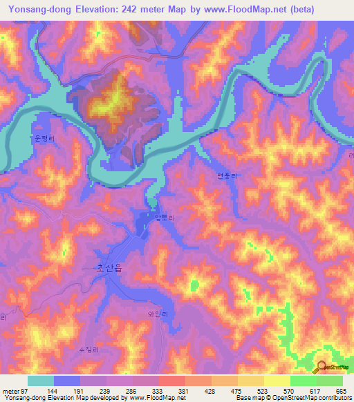 Yonsang-dong,North Korea Elevation Map