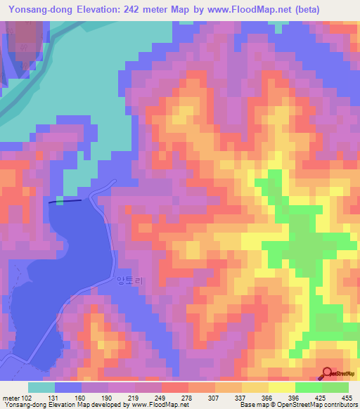 Yonsang-dong,North Korea Elevation Map
