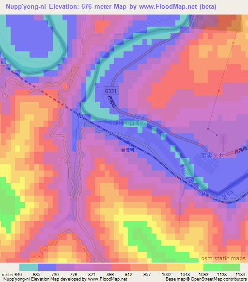 Nupp'yong-ni,North Korea Elevation Map