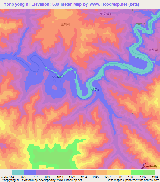 Yonp'yong-ni,North Korea Elevation Map