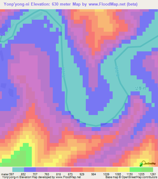 Yonp'yong-ni,North Korea Elevation Map