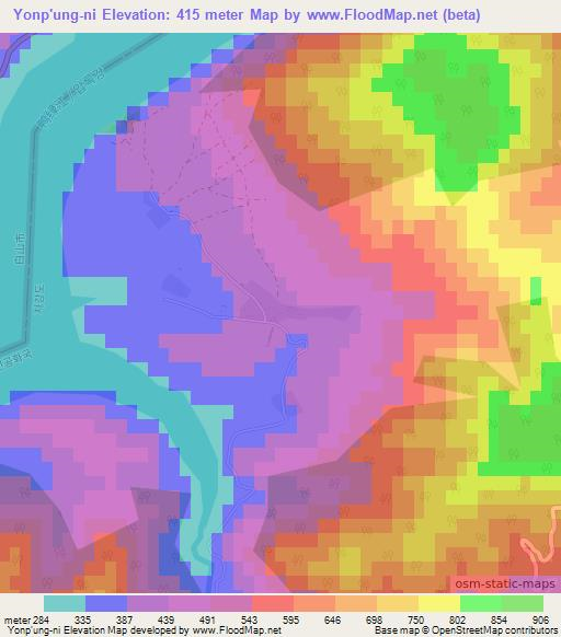 Yonp'ung-ni,North Korea Elevation Map