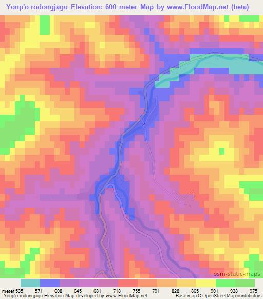 Yonp'o-rodongjagu,North Korea Elevation Map