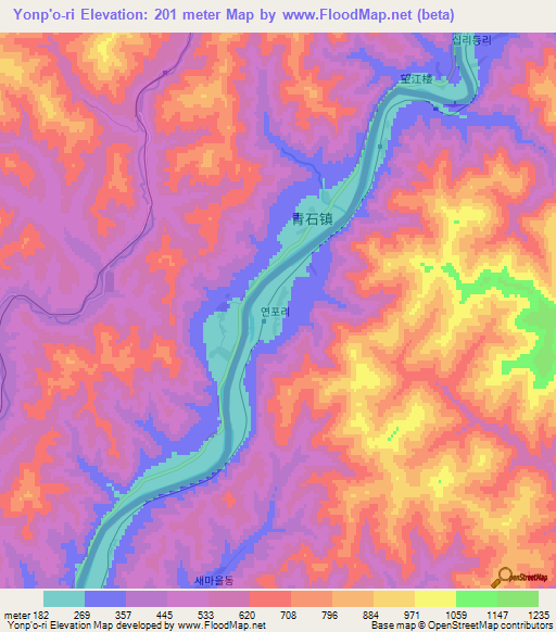 Yonp'o-ri,North Korea Elevation Map