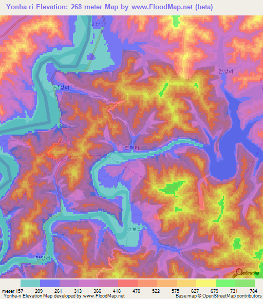 Yonha-ri,North Korea Elevation Map
