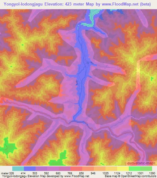 Yongyol-lodongjagu,North Korea Elevation Map
