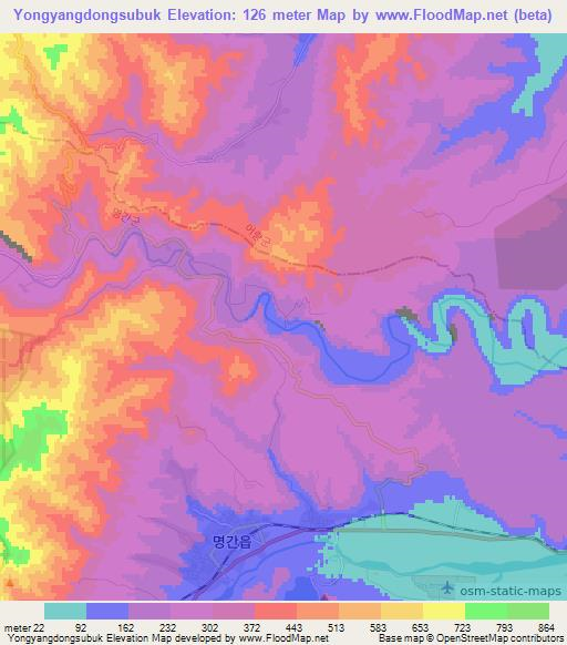 Yongyangdongsubuk,North Korea Elevation Map