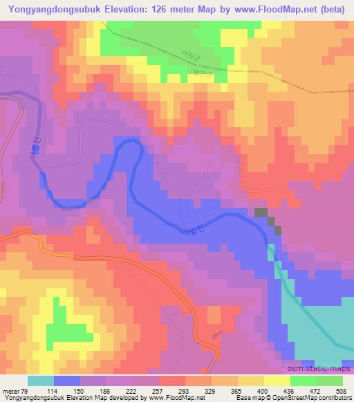 Yongyangdongsubuk,North Korea Elevation Map
