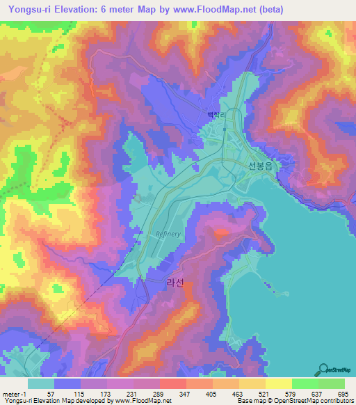 Yongsu-ri,North Korea Elevation Map