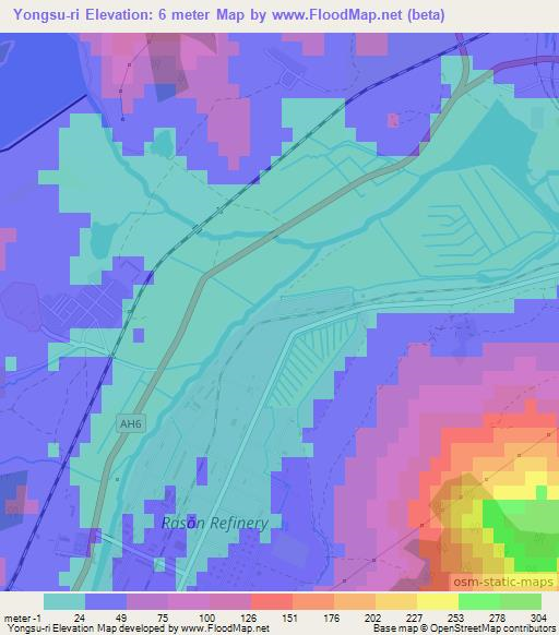 Yongsu-ri,North Korea Elevation Map