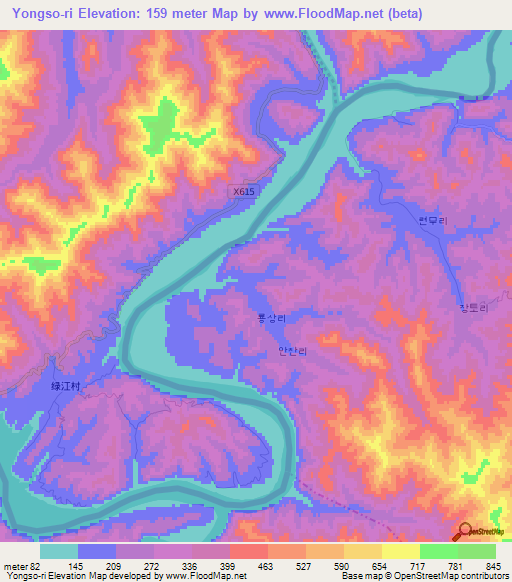 Yongso-ri,North Korea Elevation Map