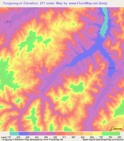 Yongsong-ni,North Korea Elevation Map