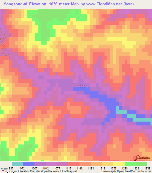 Yongsong-ni,North Korea Elevation Map