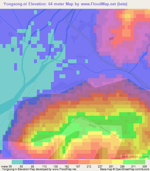 Yongsong-ni,North Korea Elevation Map
