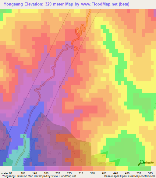 Yongsang,North Korea Elevation Map