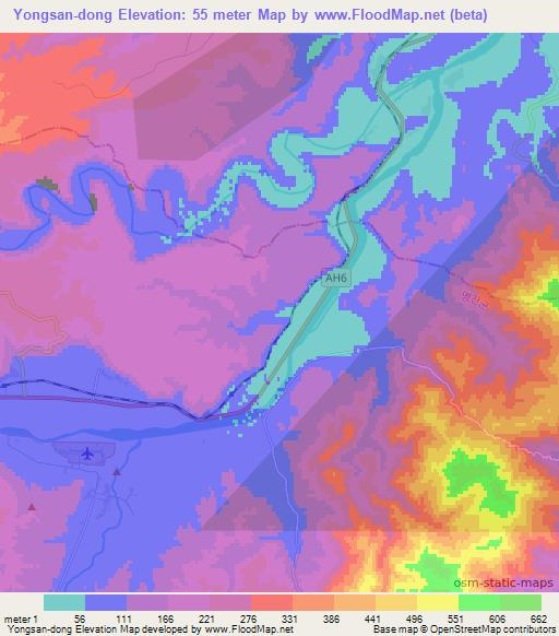Yongsan-dong,North Korea Elevation Map