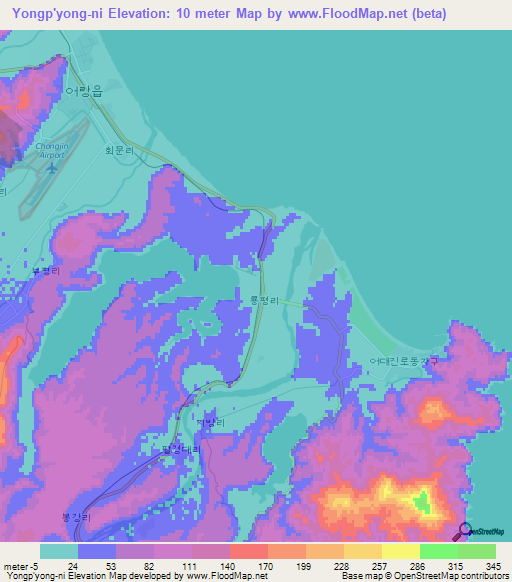 Yongp'yong-ni,North Korea Elevation Map