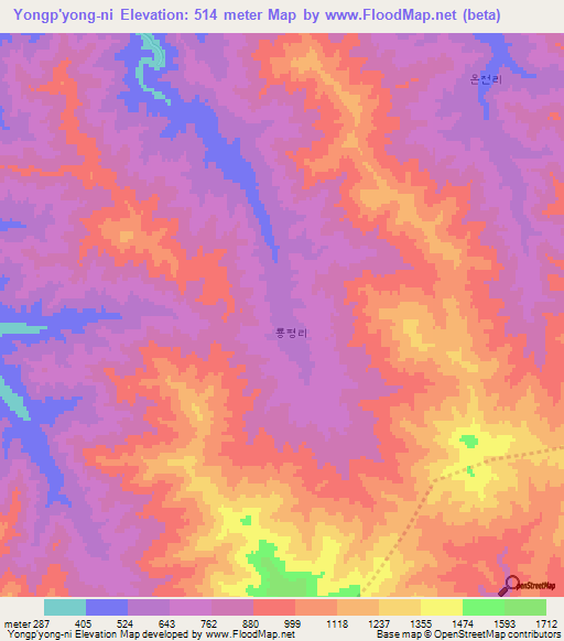 Yongp'yong-ni,North Korea Elevation Map