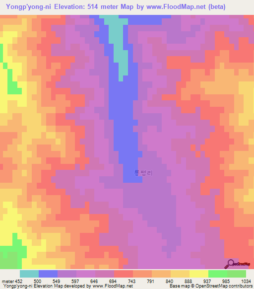 Yongp'yong-ni,North Korea Elevation Map