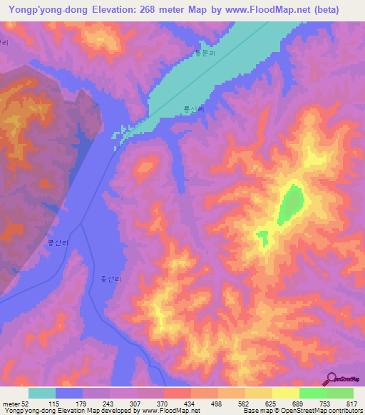 Yongp'yong-dong,North Korea Elevation Map