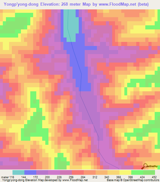 Yongp'yong-dong,North Korea Elevation Map