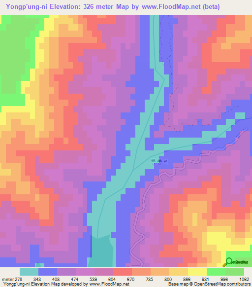Yongp'ung-ni,North Korea Elevation Map