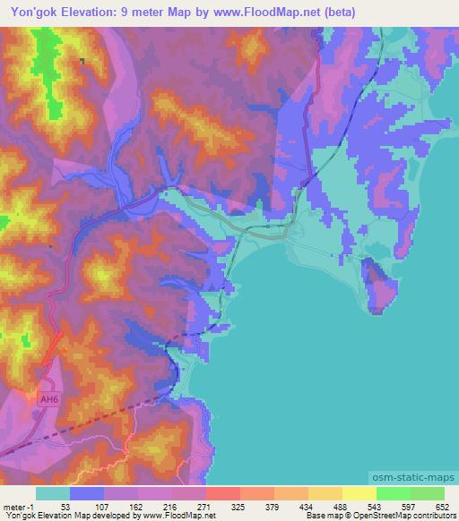 Yon'gok,North Korea Elevation Map