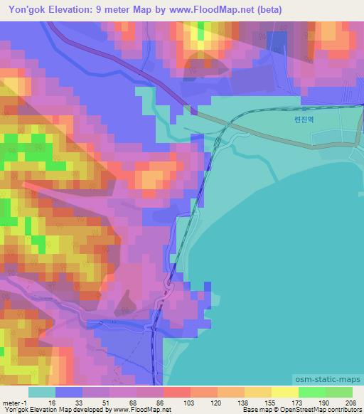 Yon'gok,North Korea Elevation Map