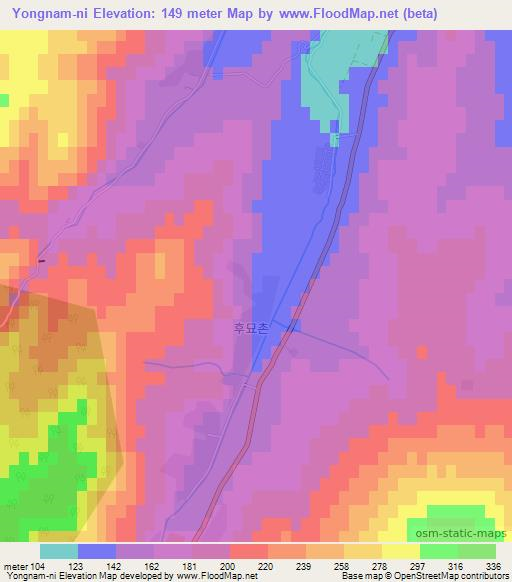 Yongnam-ni,North Korea Elevation Map