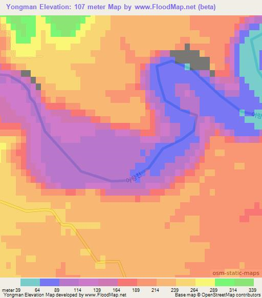 Yongman,North Korea Elevation Map