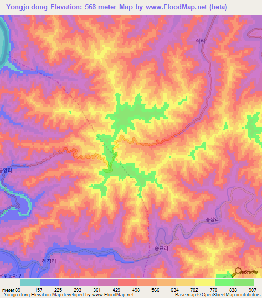 Yongjo-dong,North Korea Elevation Map