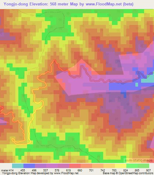 Yongjo-dong,North Korea Elevation Map