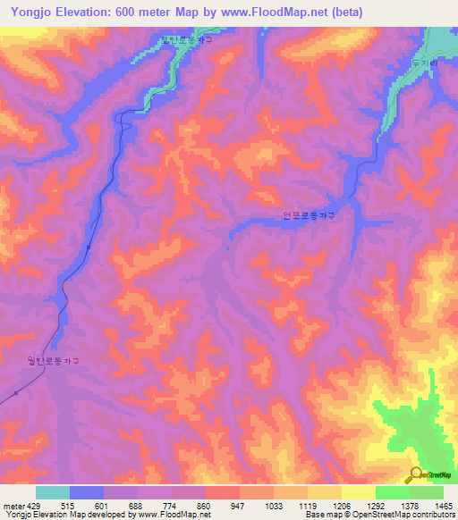 Yongjo,North Korea Elevation Map
