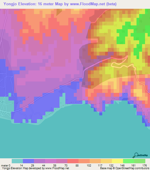 Yongjo,North Korea Elevation Map
