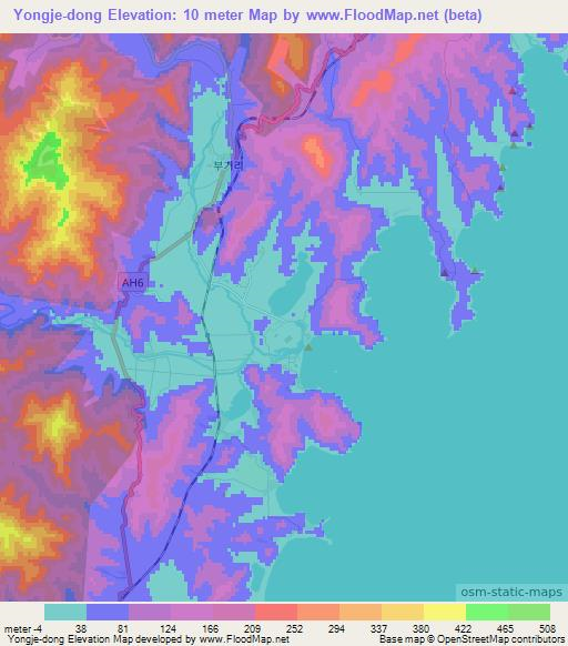 Yongje-dong,North Korea Elevation Map